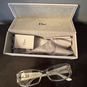 Vintage Christian Dior Transparent glasses with case, cloth and mini booklet
